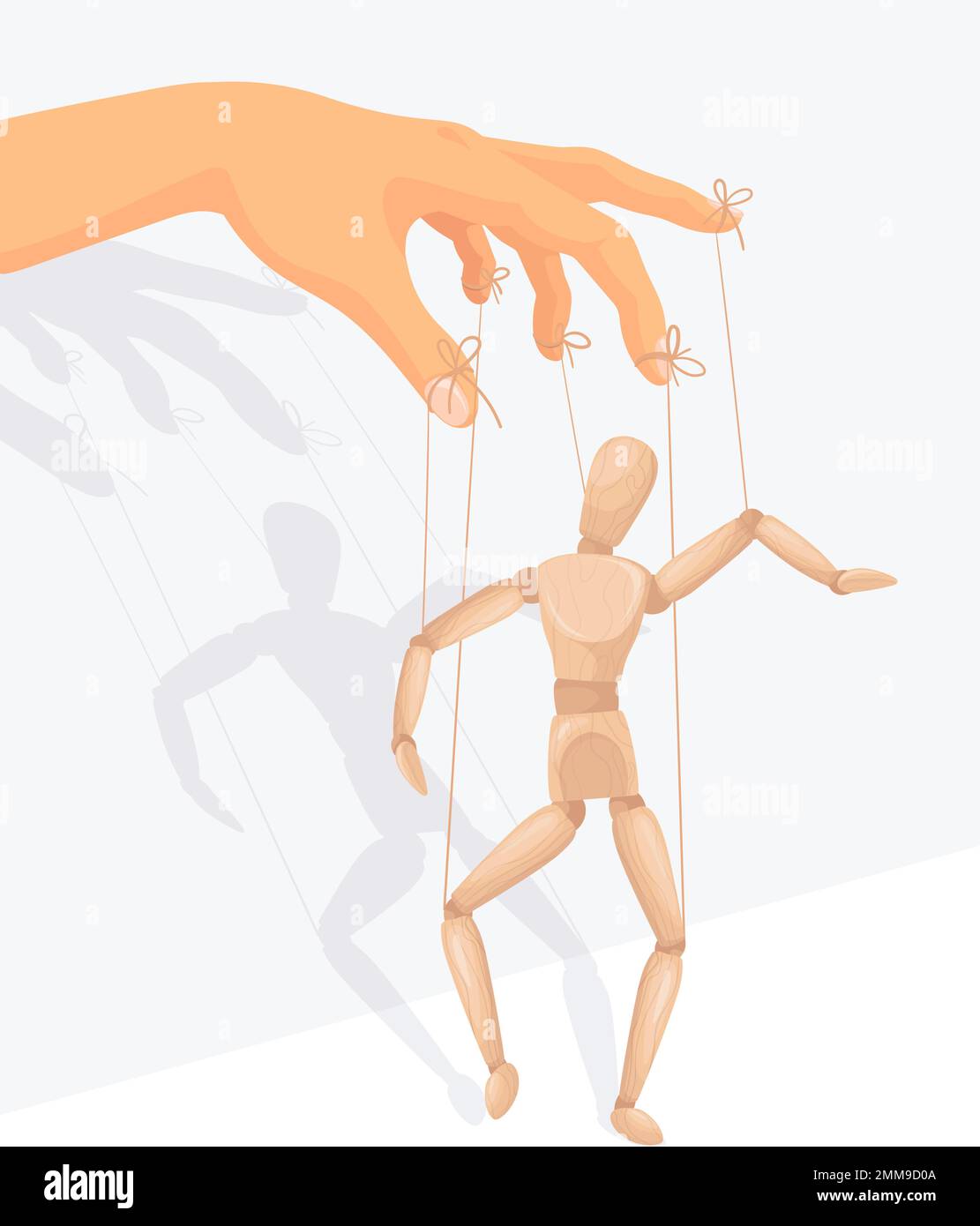 Puppet master hand. Marionette control strings on puppeteer hands,  puppeteers manipulate wooden man puppet toy at thread, psychology  gaslighting concept, neat vector illustration Stock Vector Image & Art -  Alamy