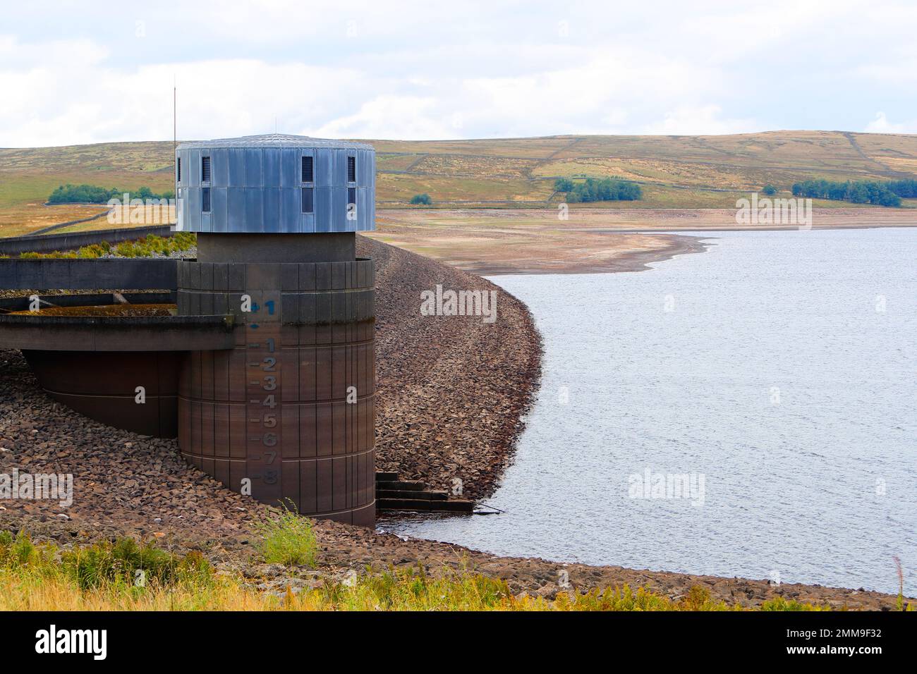 Grimwith Reservoir showing low water levels, It is the largest