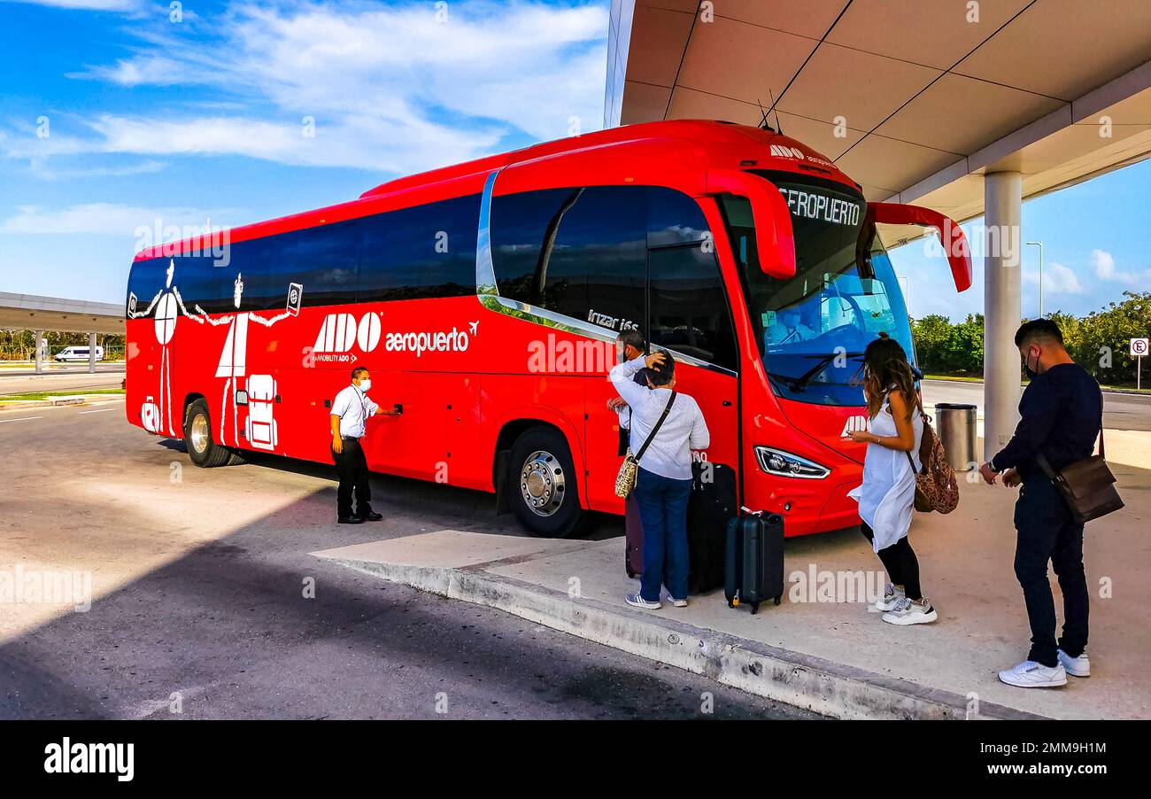 Cancun Quintana Roo Mexico 2021 ADO bus station stop in Cancun Airport