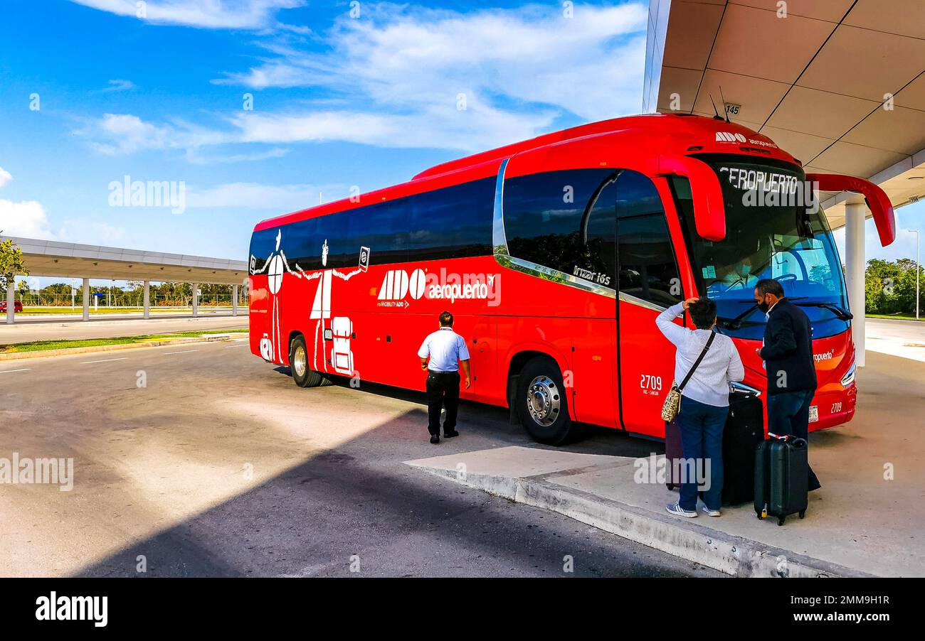 Cancun Quintana Roo Mexico 2021 ADO bus station stop in Cancun Airport