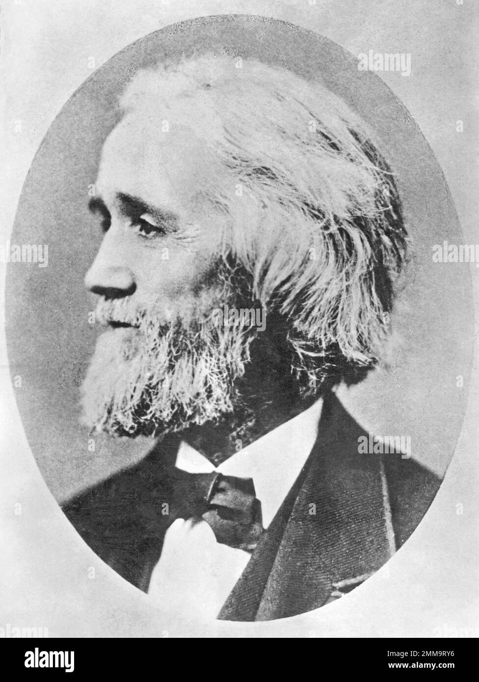 Christopher Latham Sholes, developer of the typewriter circa 1885. Christopher Latham Sholes (1819 – 1890) American inventor who invented the QWERTY keyboard Stock Photo