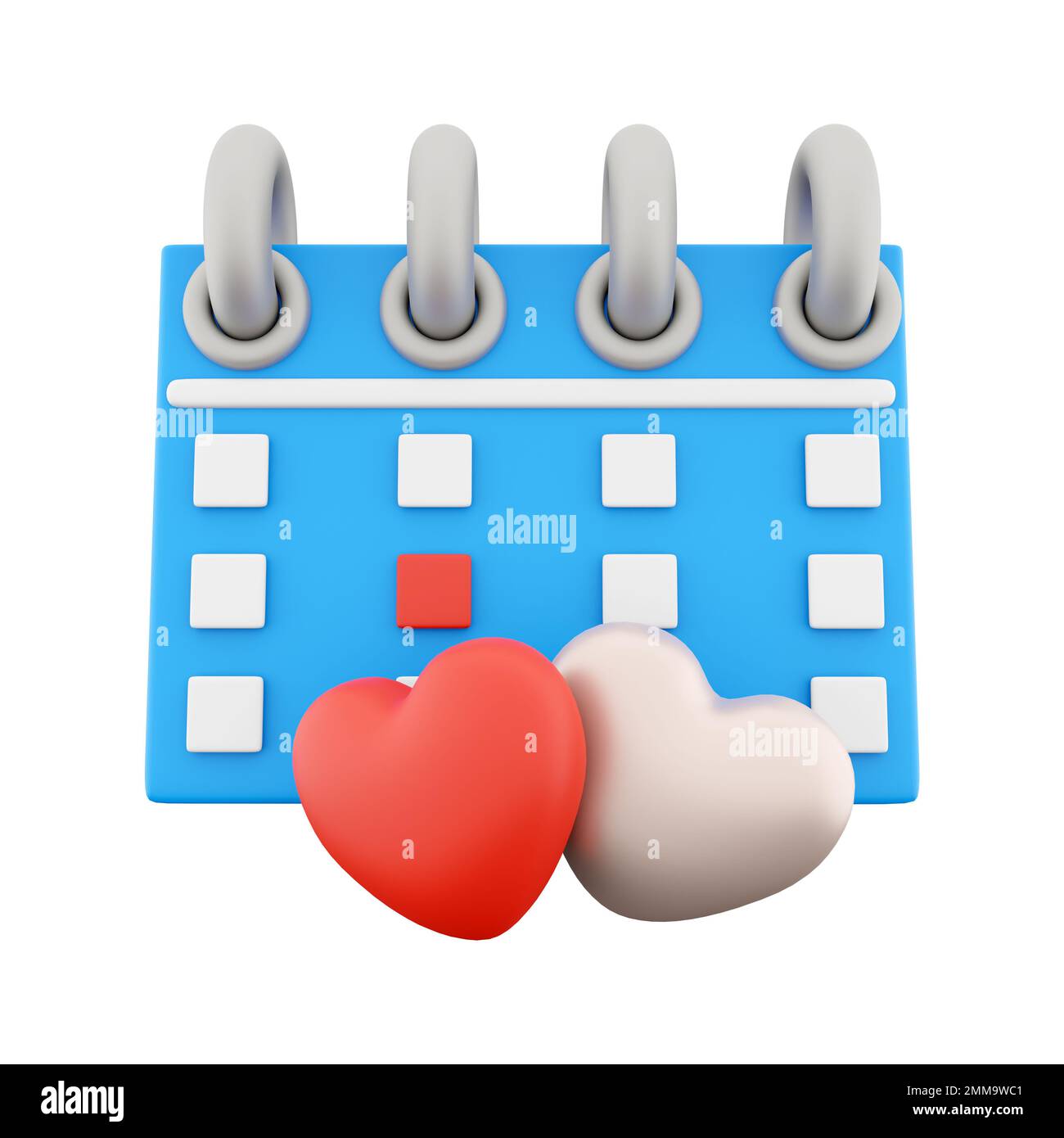 3d render Valentines day Calendar icon Minimal concept 3d rendering