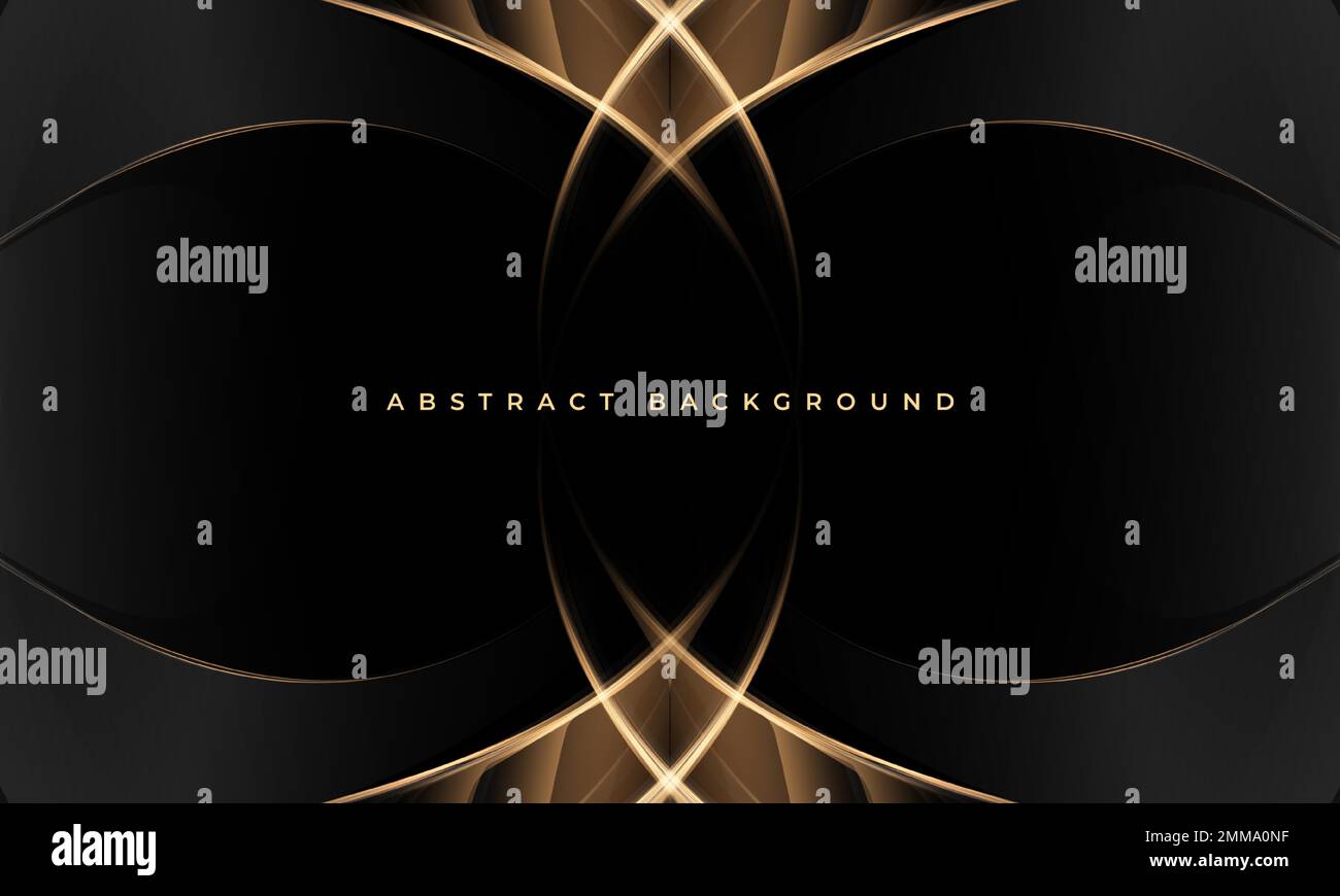 Elegant black and gold abstract luxury background with golden lines and ...