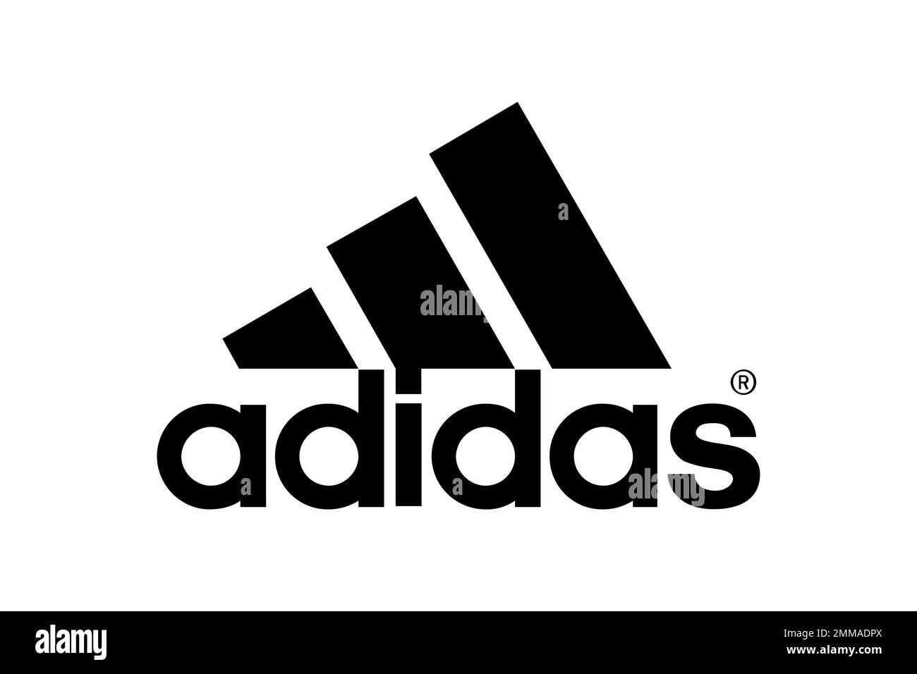 Adidas, white background, logo, brand name Stock Photo