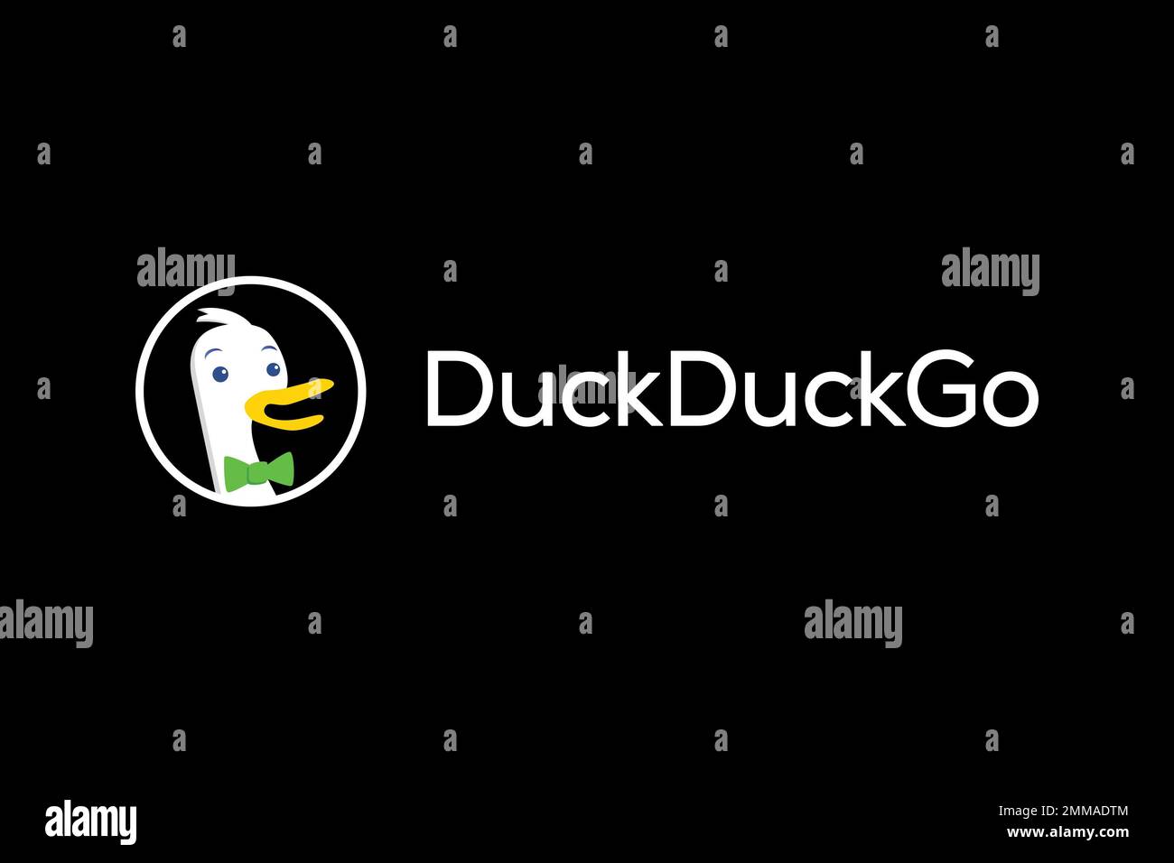 DuckDuckGo, black background, logo, brand name Stock Photo - Alamy