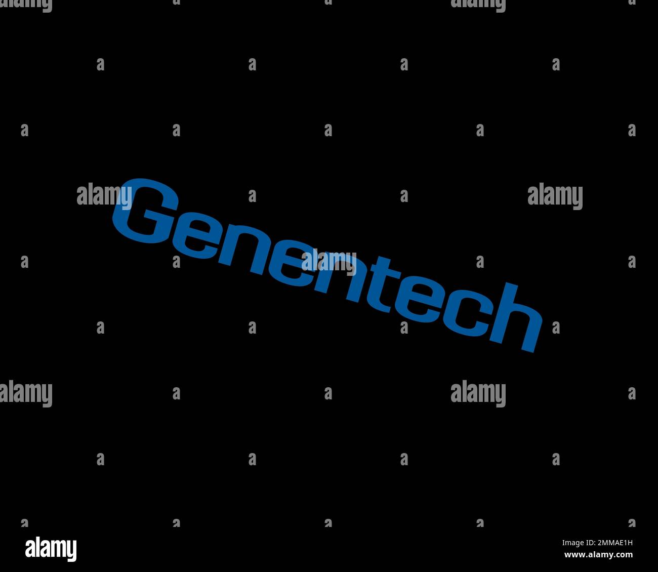 Genentech, rotated, black background, logo, brand name Stock Photo - Alamy