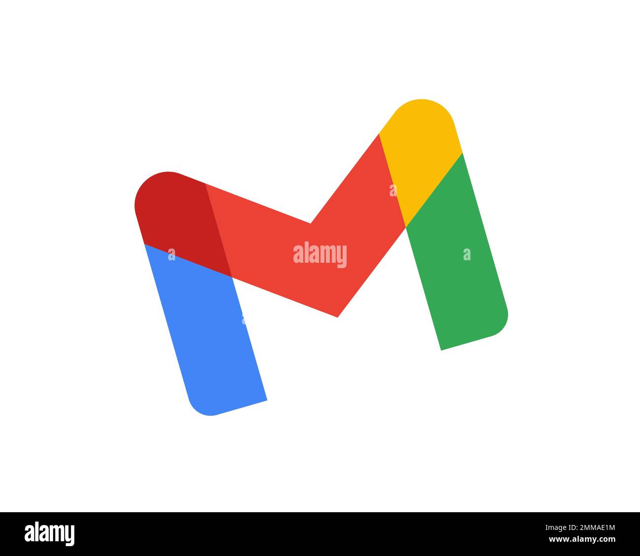 Gmail, Rotated, White background, Logo, Brand name Stock Photo