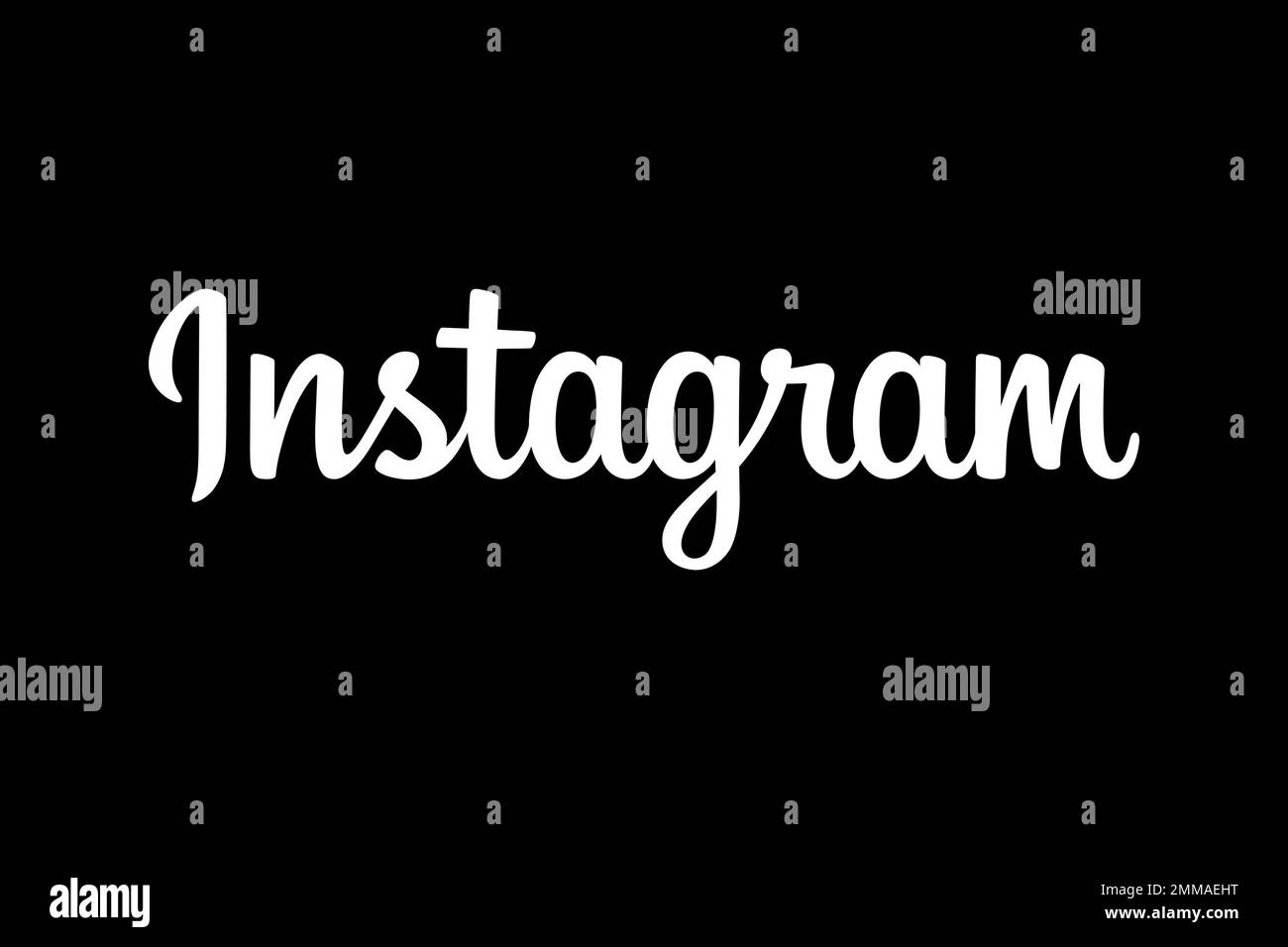 Instagram Wordmark White, black background, logo, brand name Stock Photo