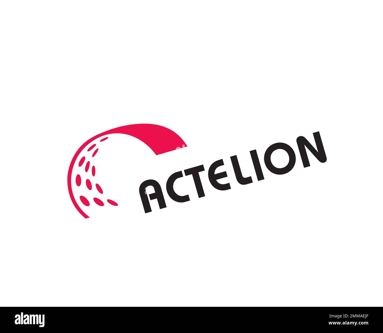Actelion, rotated, white background, logo, brand name Stock Photo