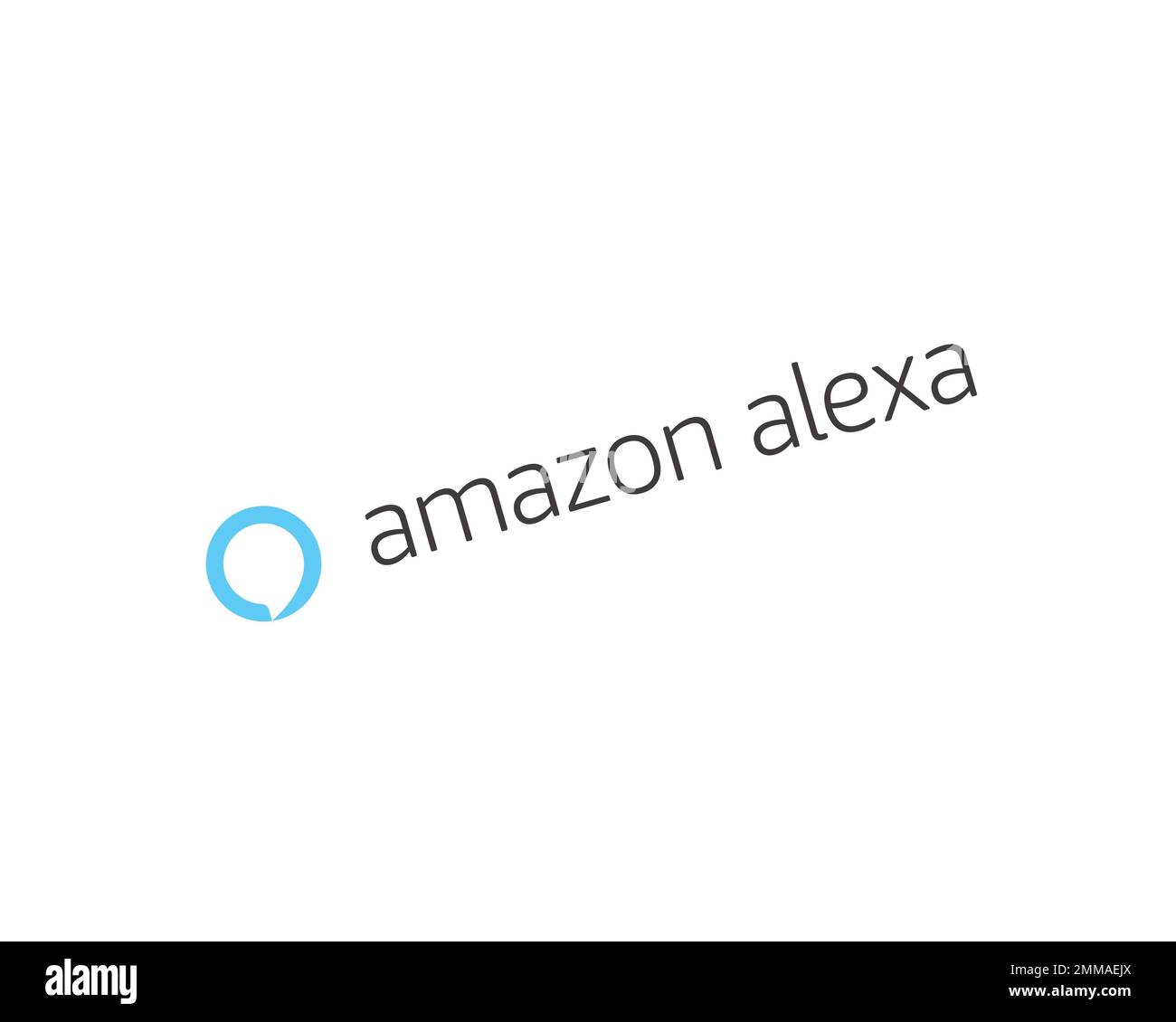 Amazon Alexa, rotated, white background, logo, brand name Stock Photo