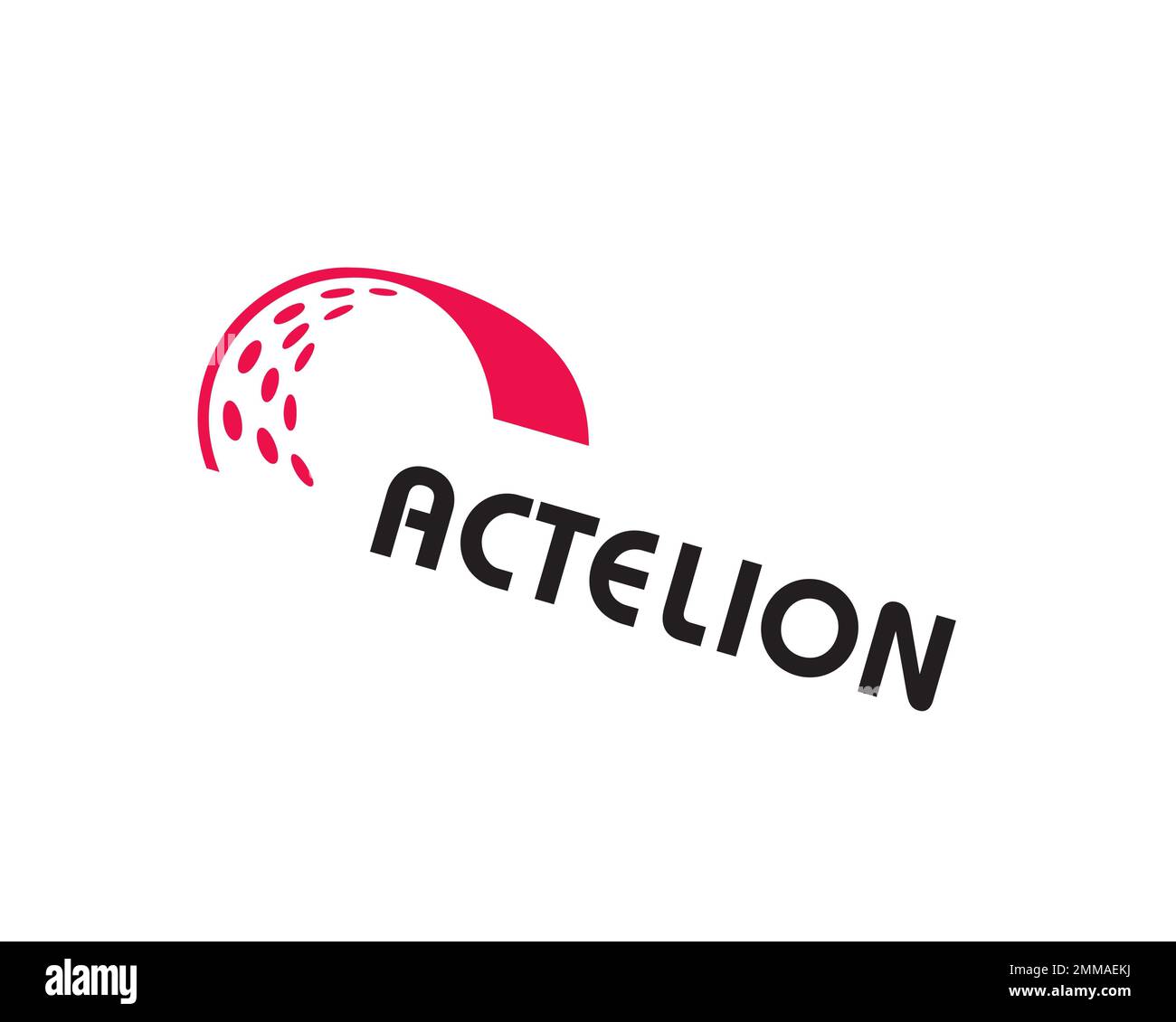 Actelion, rotated, white background, logo, brand name Stock Photo