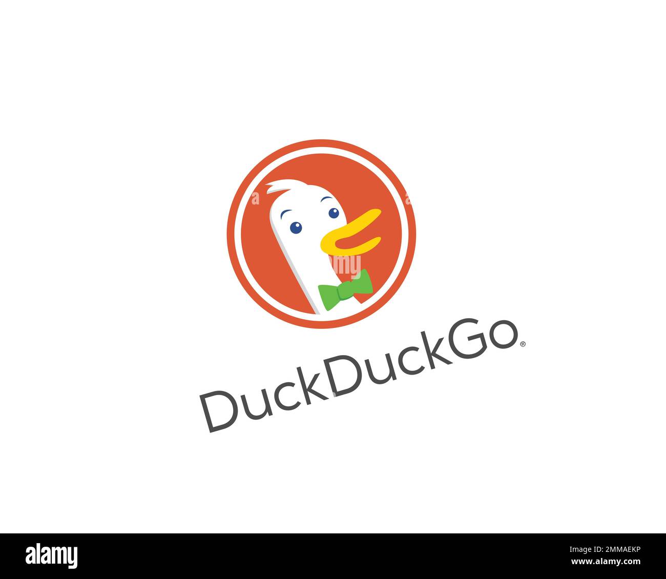 DuckDuckGo, rotated, white background, logo, brand name Stock Photo - Alamy