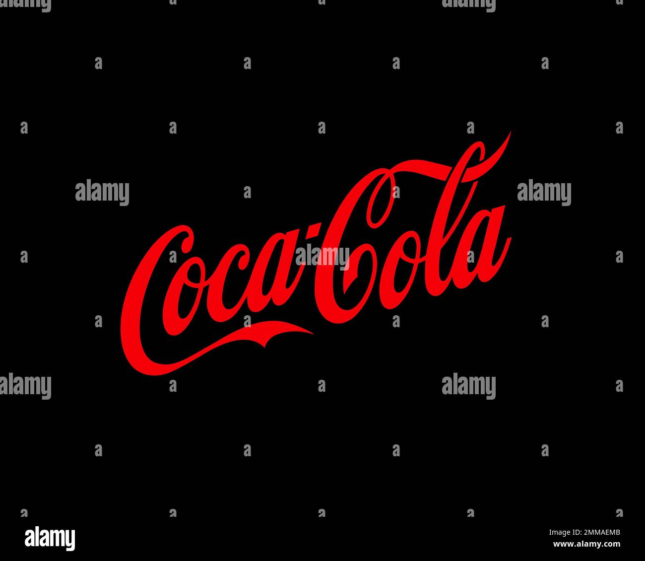 Coca Cola, rotated, black background, logo, brand name Stock Photo - Alamy