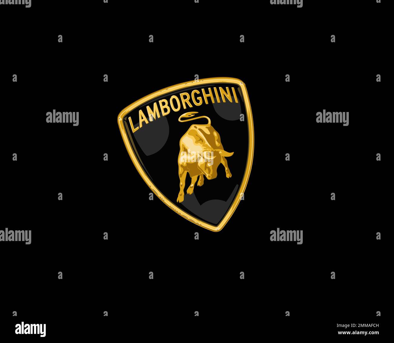 rotated, black background, logo, brand name Stock Photo