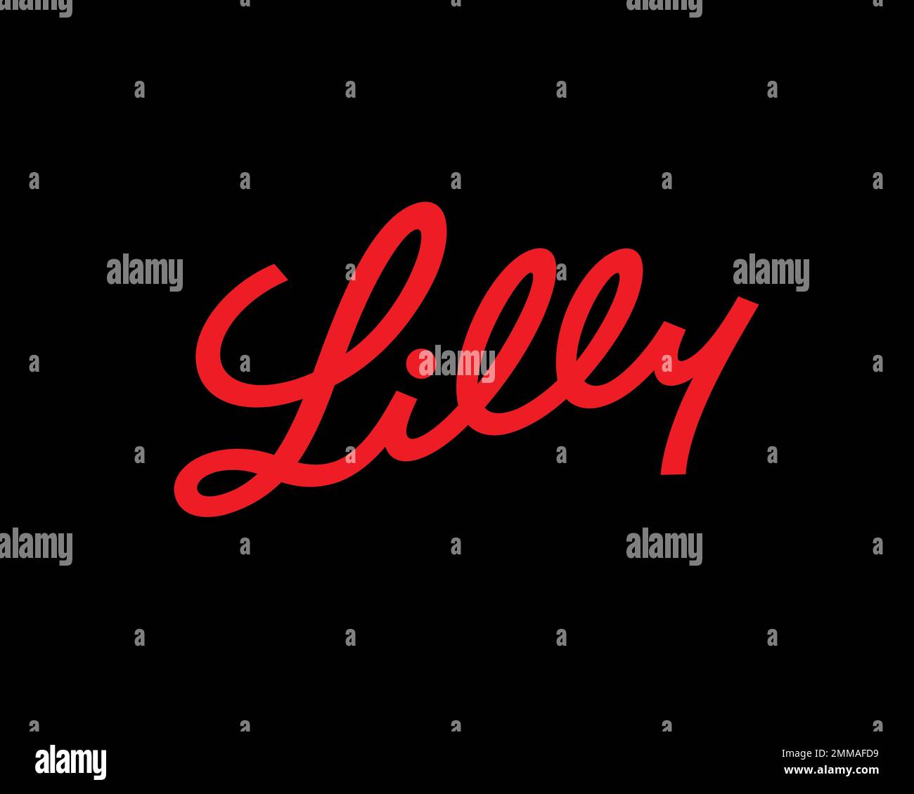 Eli Lilly and Company, rotated, black background, logo, brand name ...