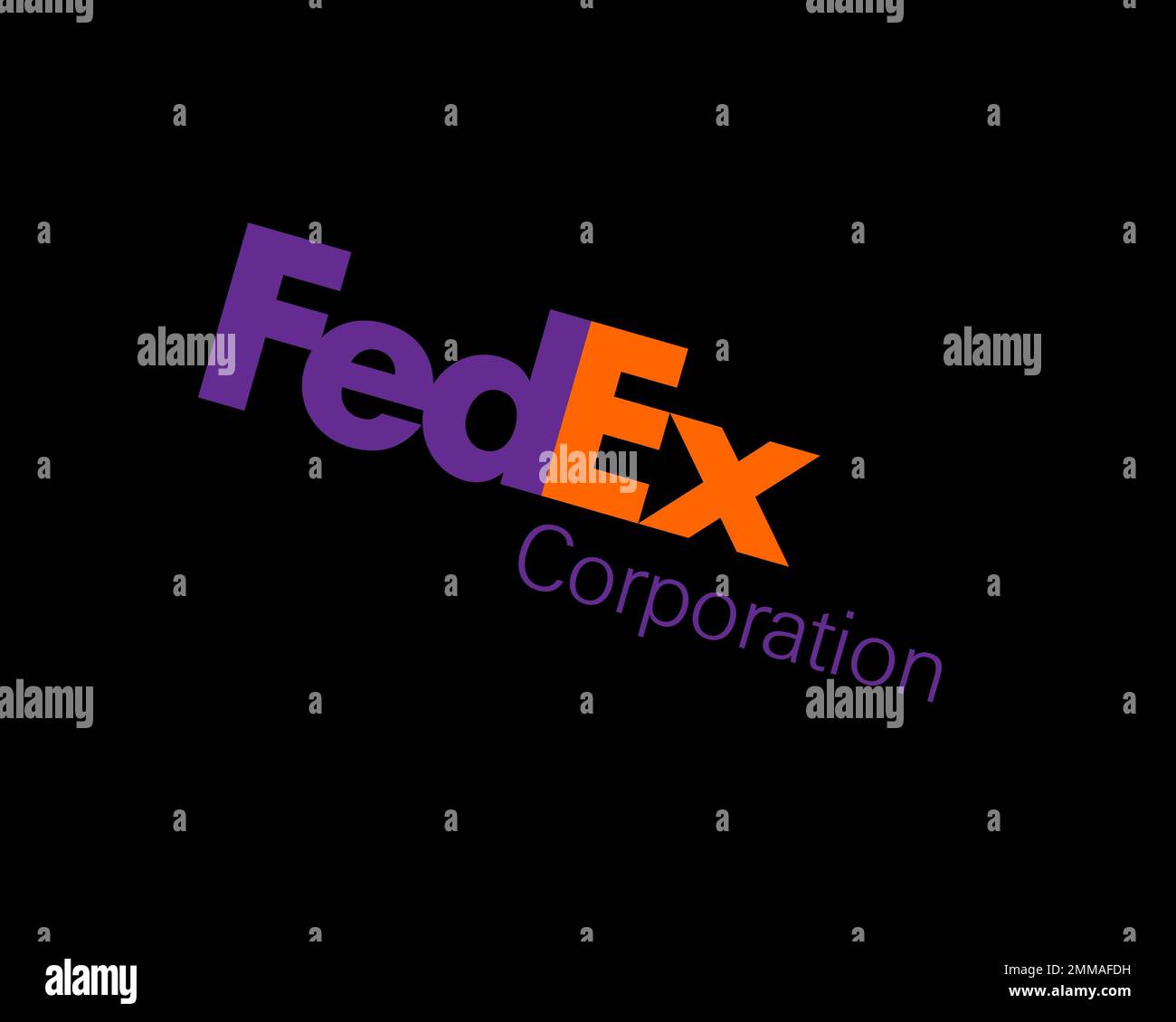 FedEx, rotated, black background, logo, brand name Stock Photo Alamy