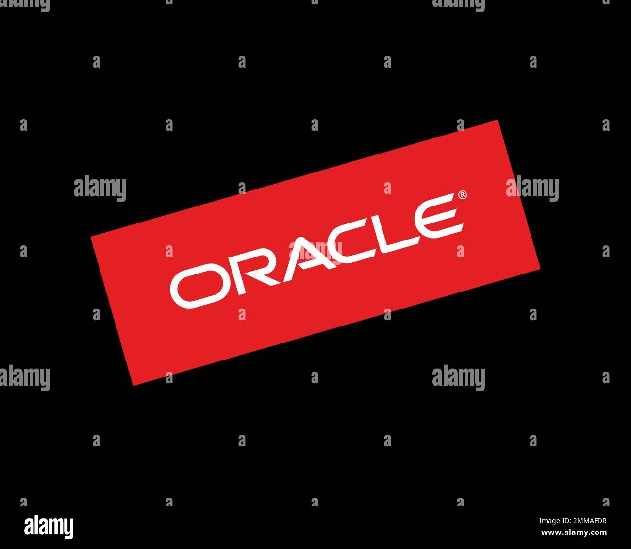 Oracle Corporation, rotated, black background, logo, brand name Stock