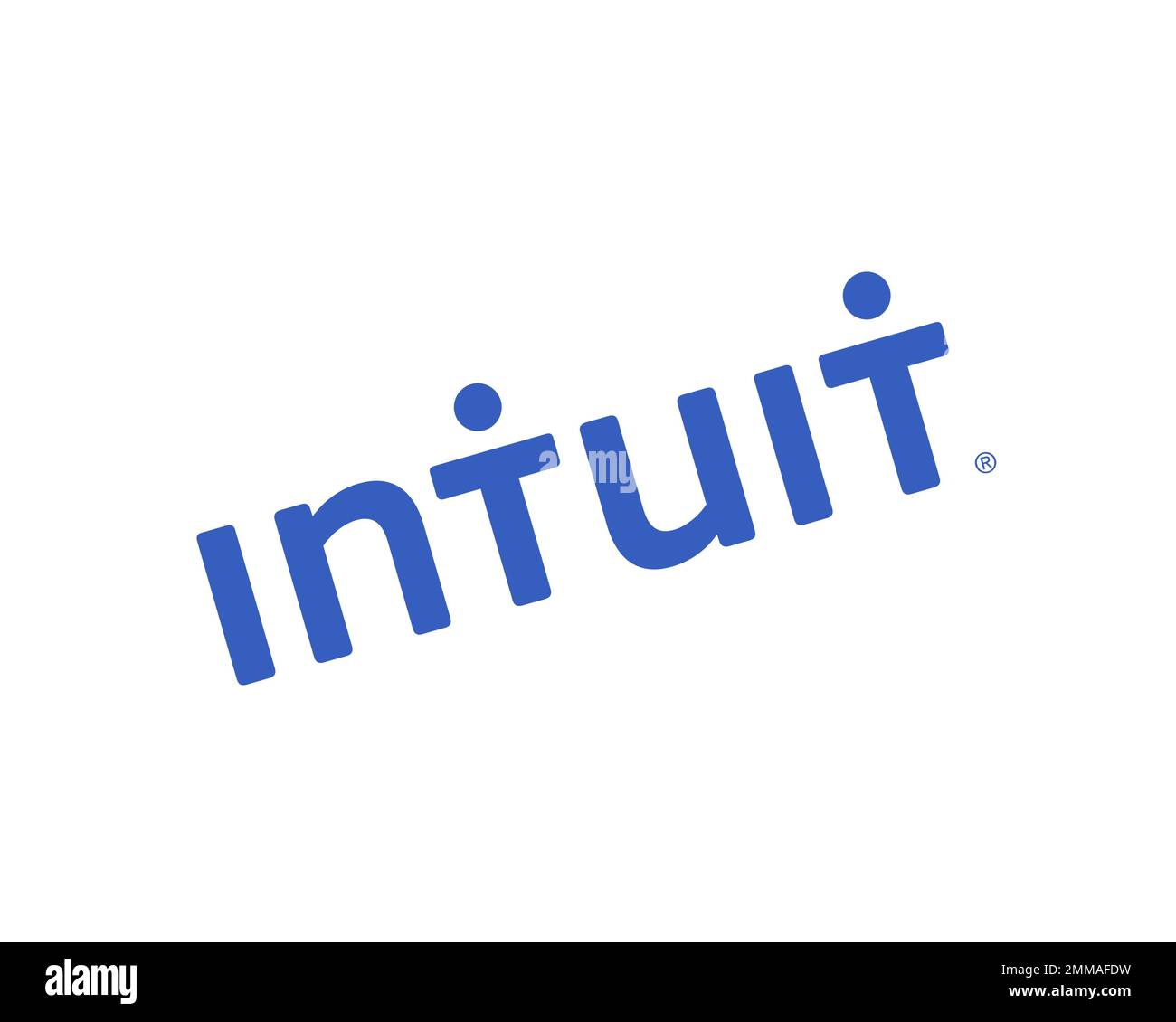 Intuit, rotated, white background, logo, brand name Stock Photo