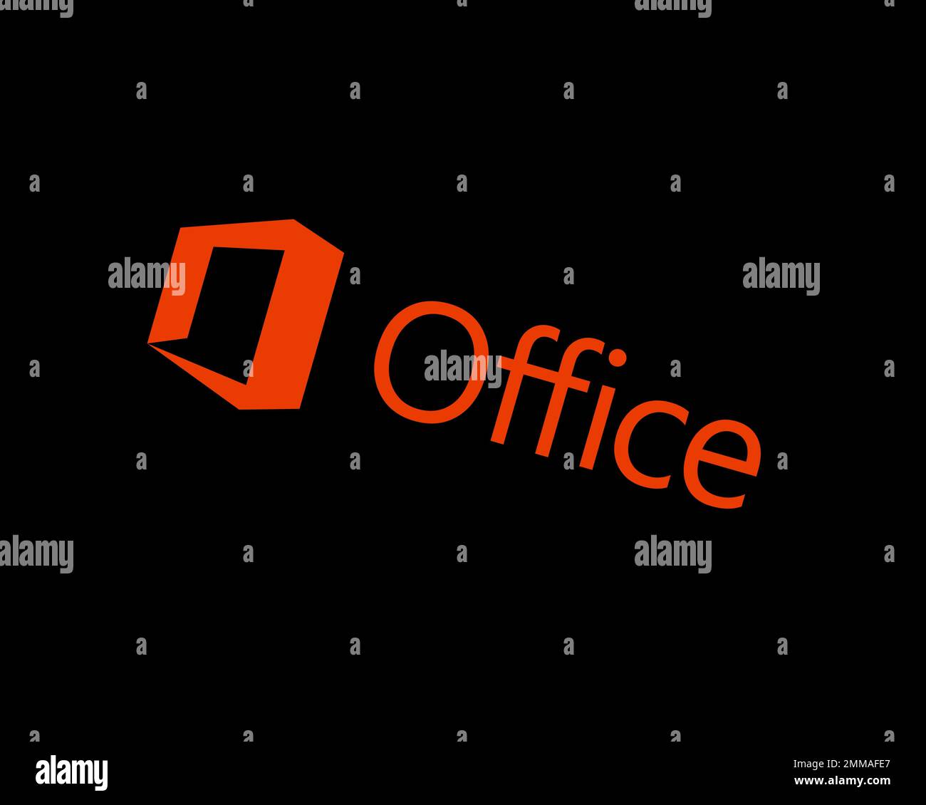 Microsoft Office, rotated, black background, logo, brand name Stock