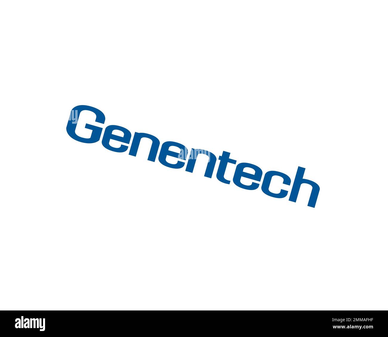 Genentech, rotated, white background logo, brand name Stock Photo Alamy