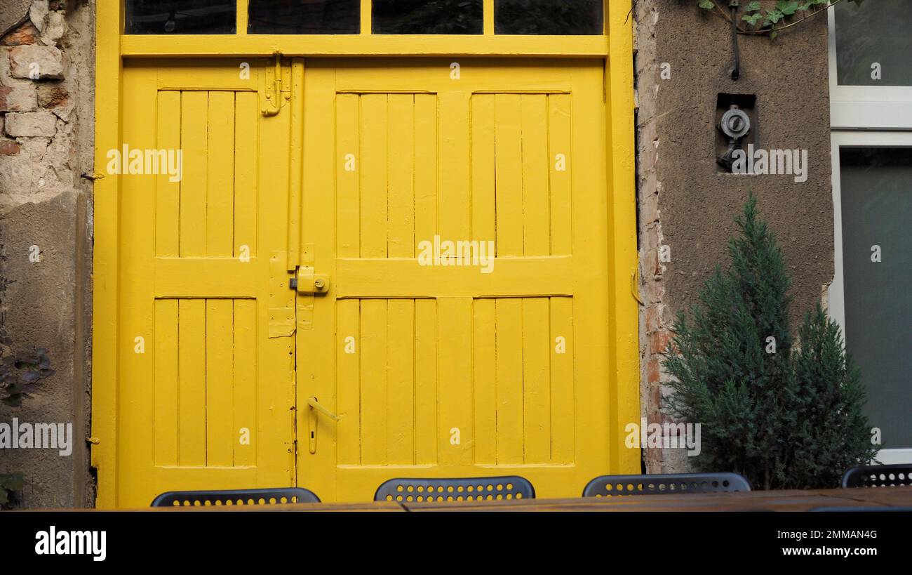 old yellow doors Stock Photo