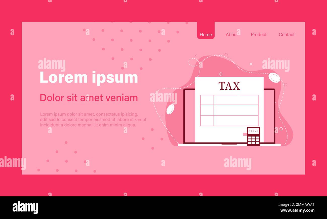 Online Tax payment, tax calculation. Banner with red monocolor