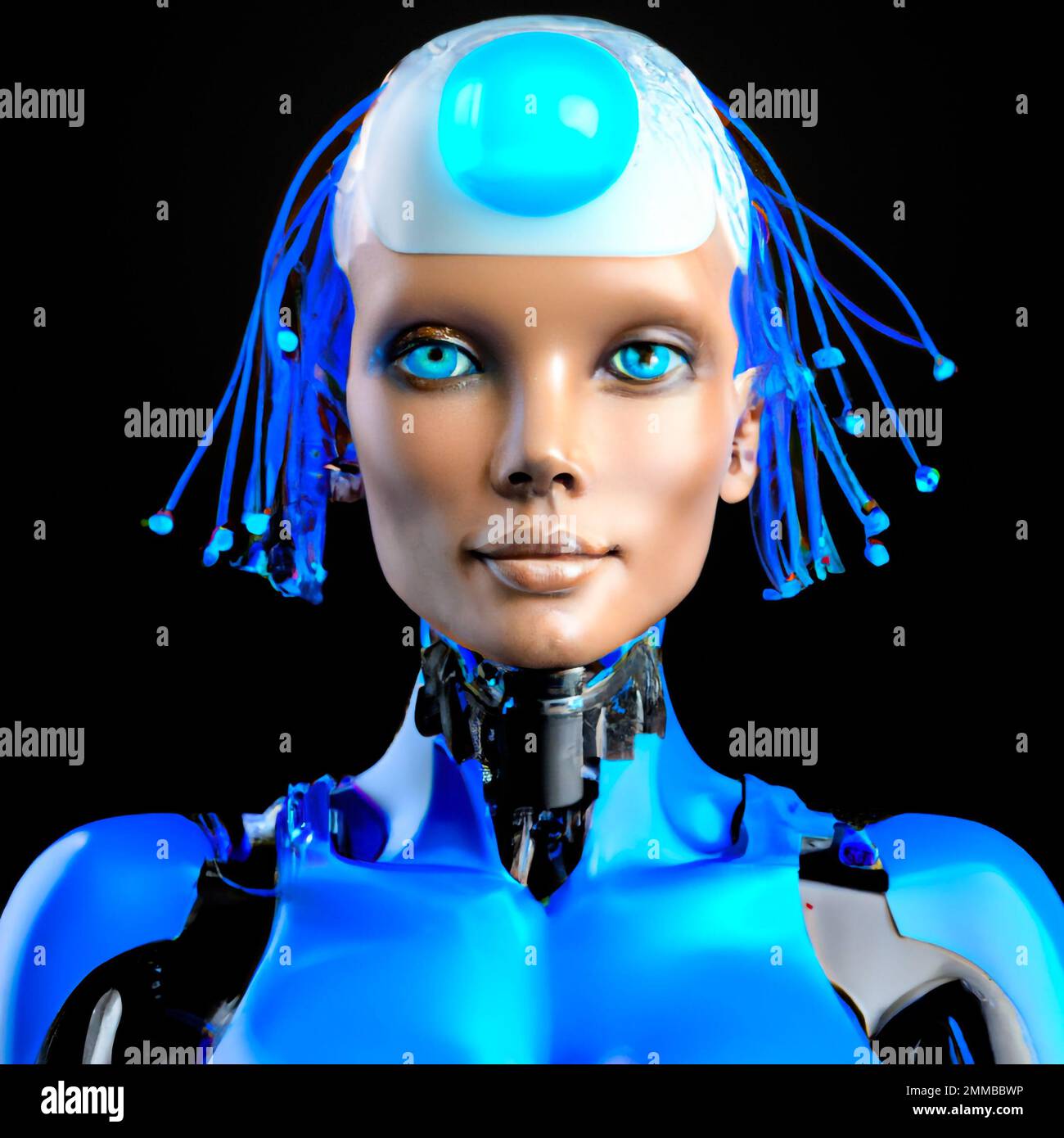 Cyber Girl humanoid robot with artificial intelligence Digital 3D