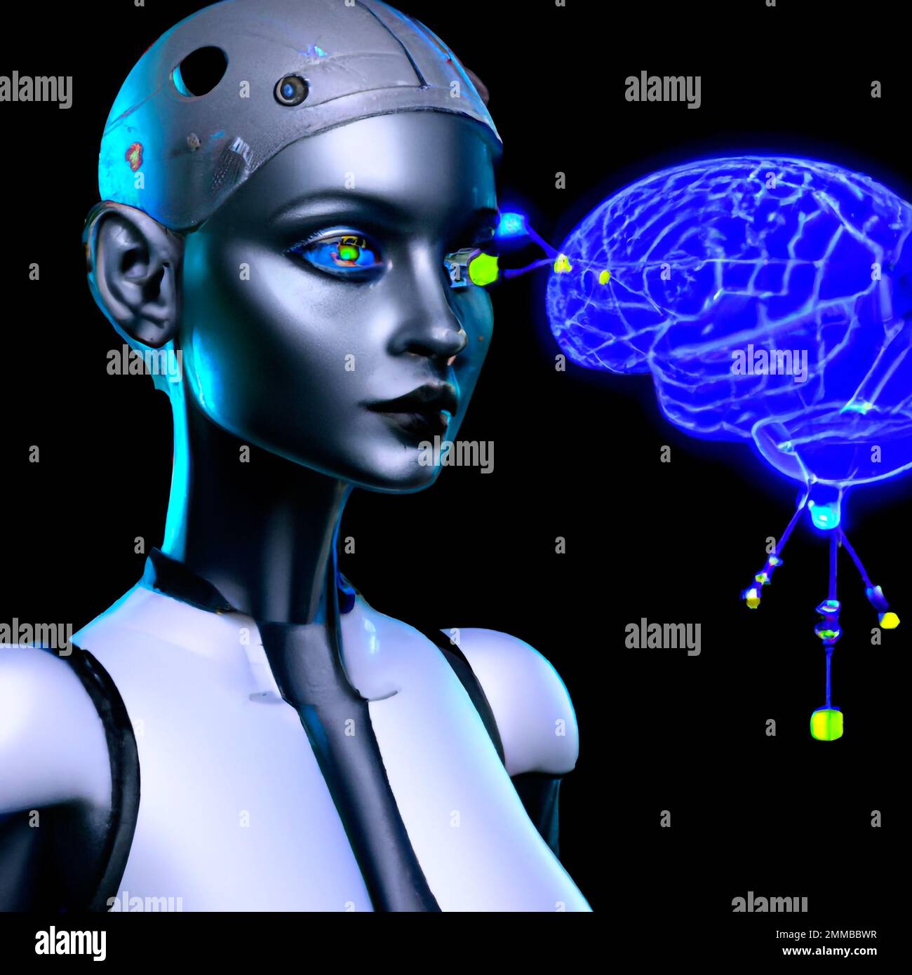 Cyber Girl humanoid robot with artificial intelligence Digital 3D