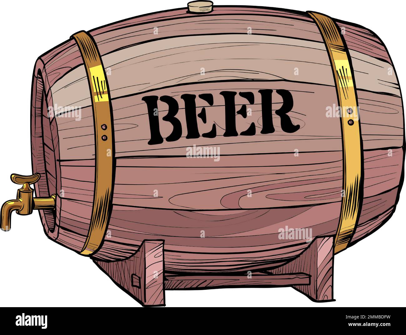 Wooden beer barrel. bar pub restaurant oktoberfest, brewery Stock