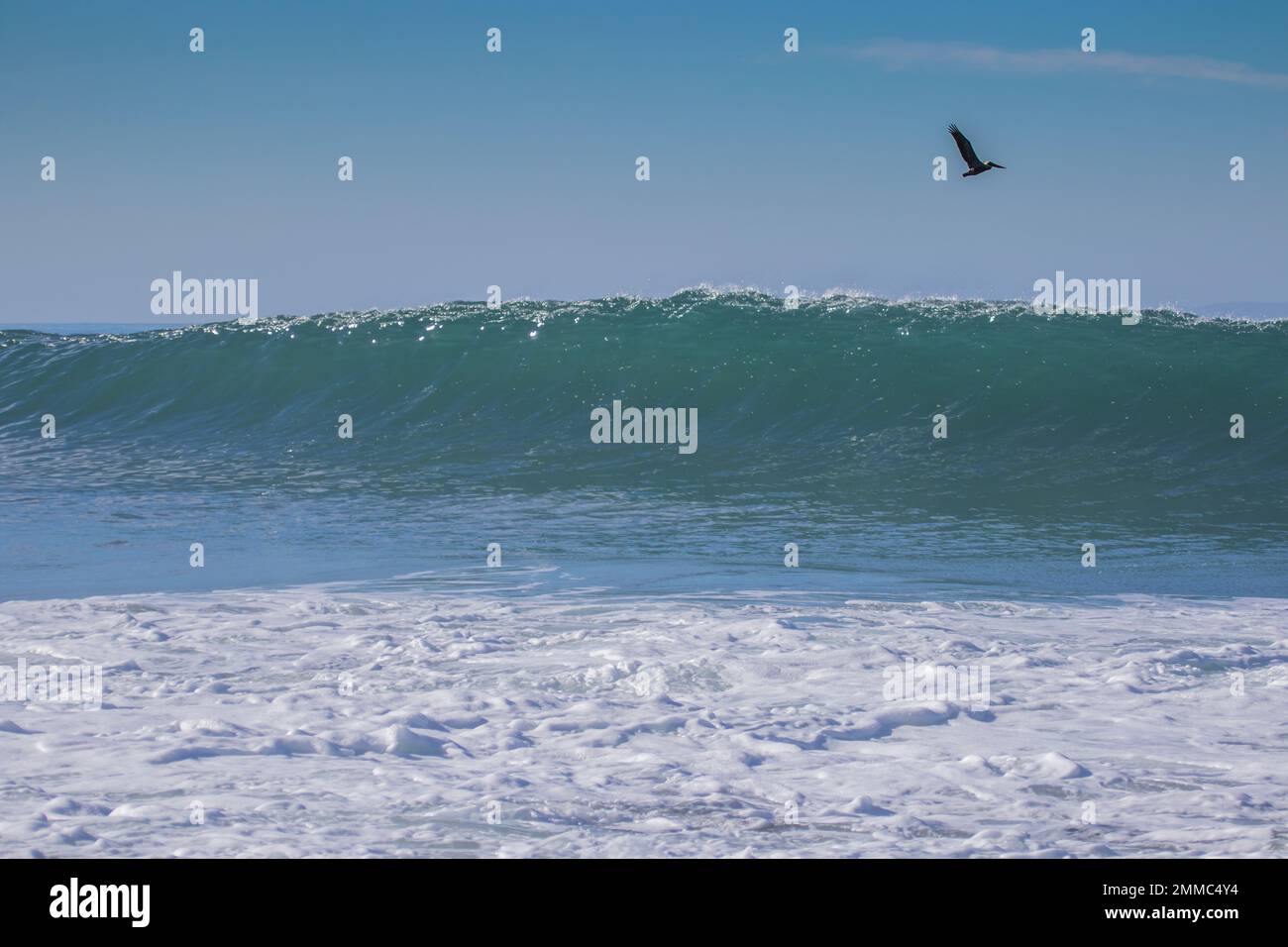 Ocean waves breaking at south jetty Ventura California Stock Photo