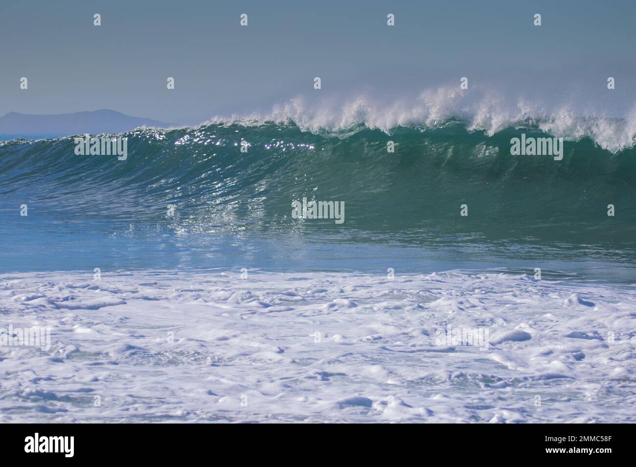 Ocean waves breaking at south jetty Ventura California Stock Photo