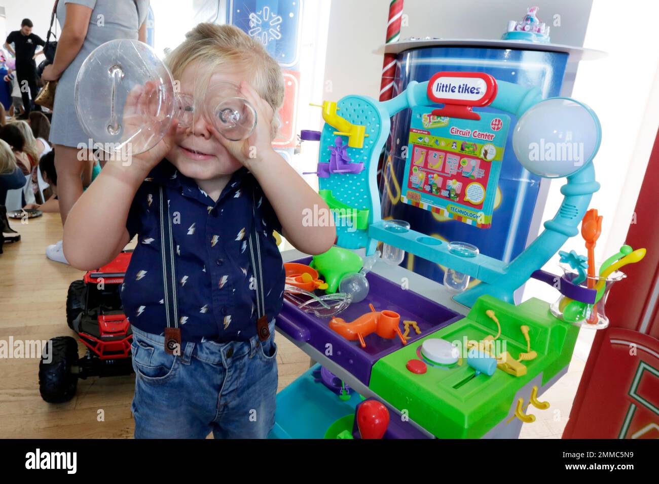In this Aug. 30 2018 photo Hutton 3 plays with Little Tikes