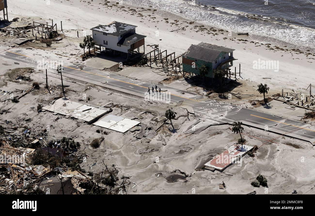 Homes are left swept off their foundations from the effects of Hurricane  Michael, Thursday, Oct. 11, 2018, in Mexico Beach, Fla. Michael made  landfall Wednesday as a Category 4 hurricane with 155