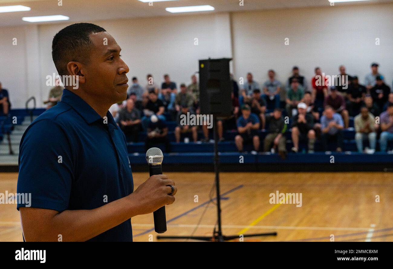 Col. Marcus Jackson, Space Base Delta 2 commander, provides opening ...