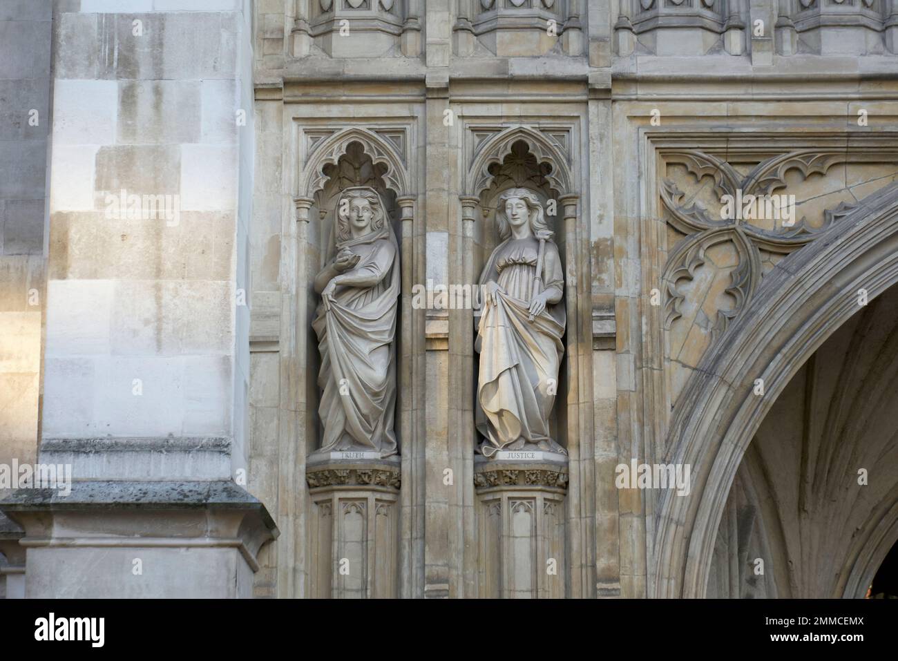 statues on front of westminster abbey Stock Photo