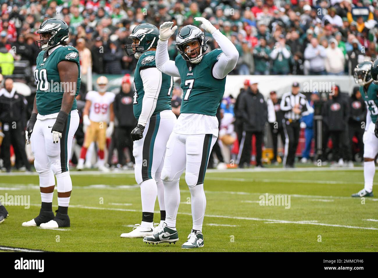 PHILADELPHIA, USA, JANUARY 18, 2023: San Francisco 49ers vs. Philadelphia  Eagles. NFL Conference Championship Poster for Final of NFC 2023 Stock  Photo - Alamy