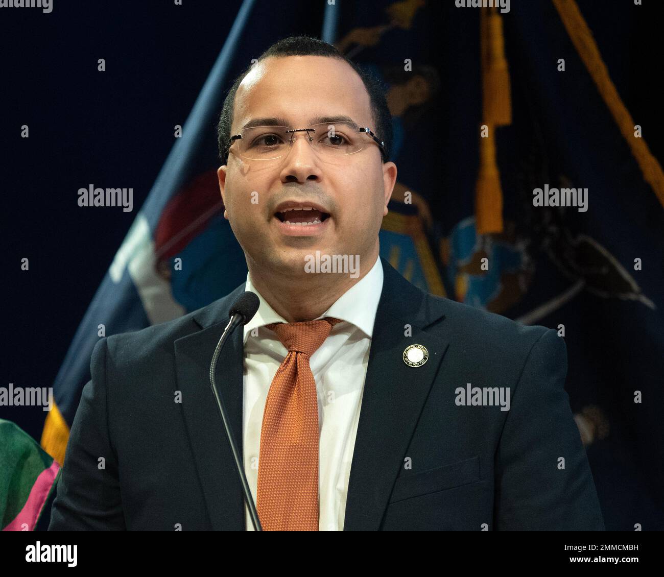 New York, NY, USA. 29th Jan, 2023. Masters of Ceremony Oswald Feliz ...