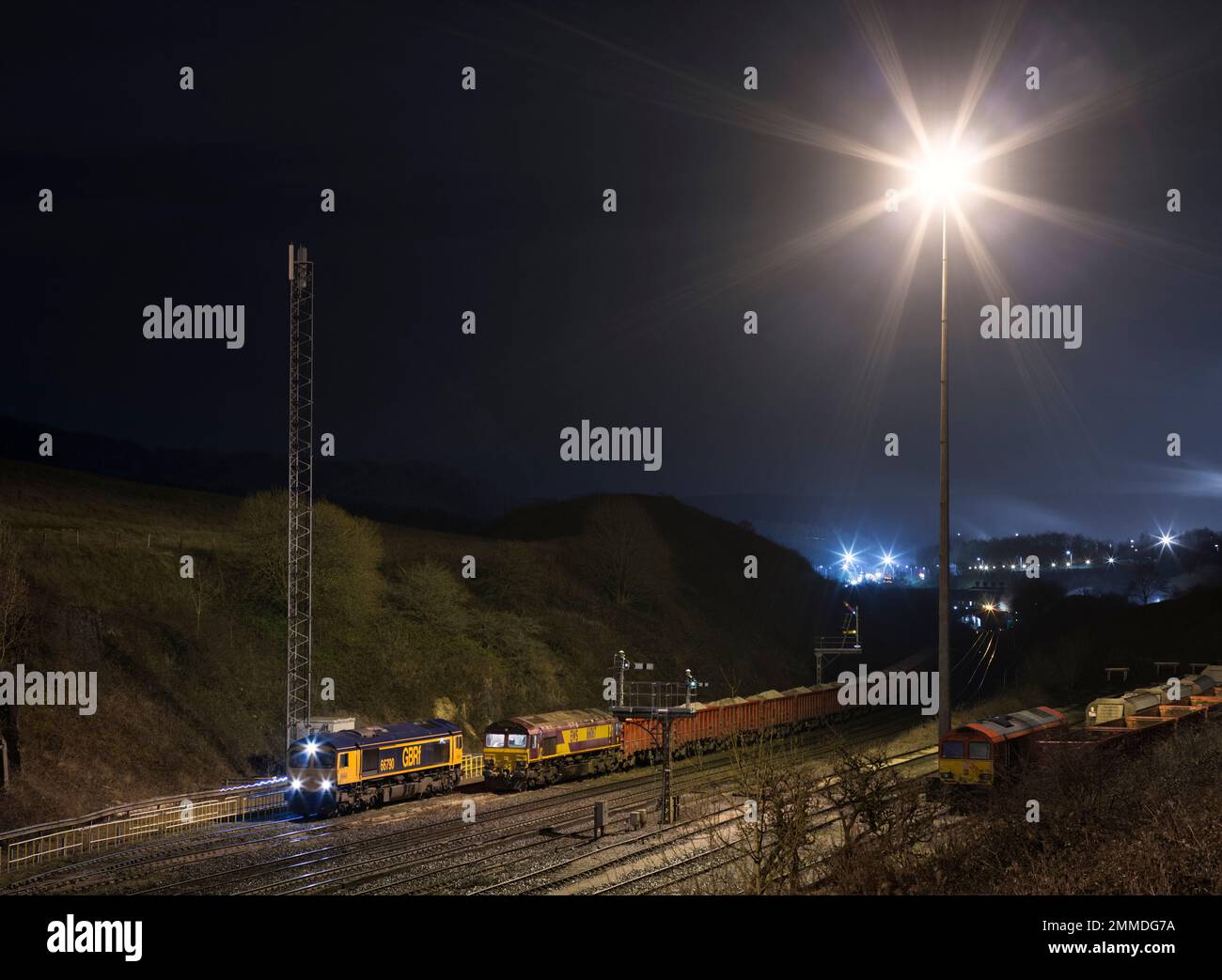 GB Rail Freight and DB Cargo Rail class 66 locomotives with freight ...