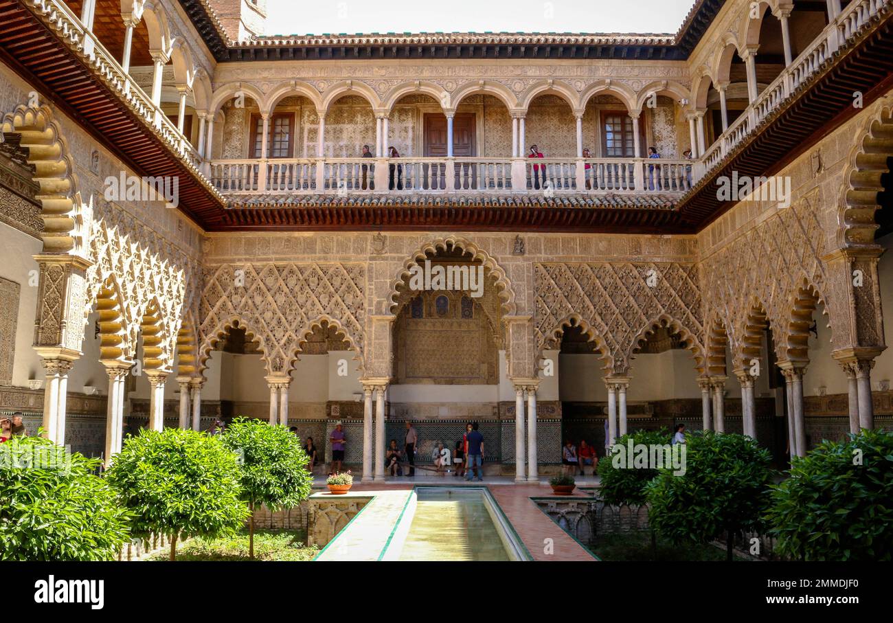 Views from Alcazar palace in the city of Seville, Spain Stock Photo