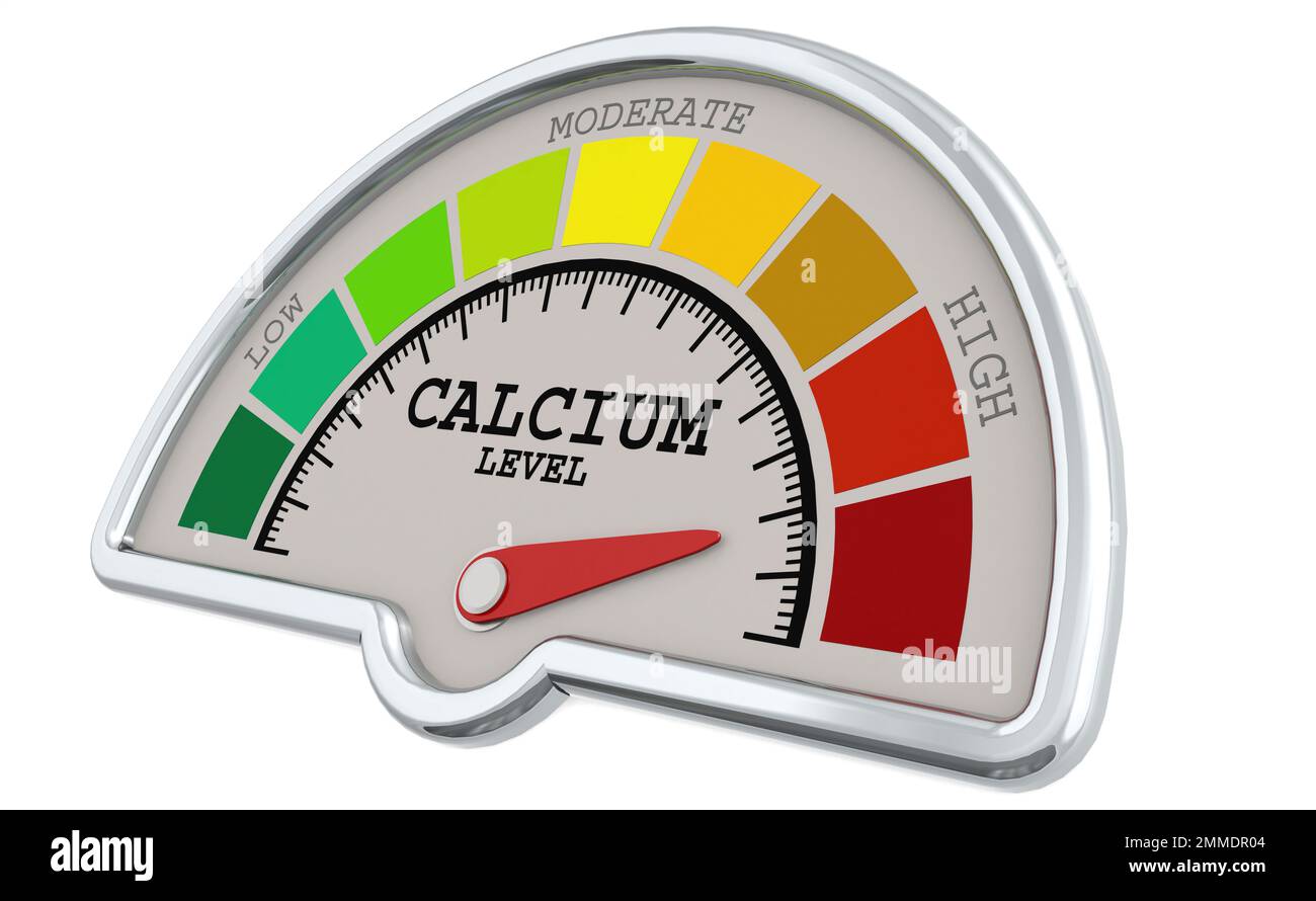 Calcium level measuring scale with color indicator, 3d rendering Stock