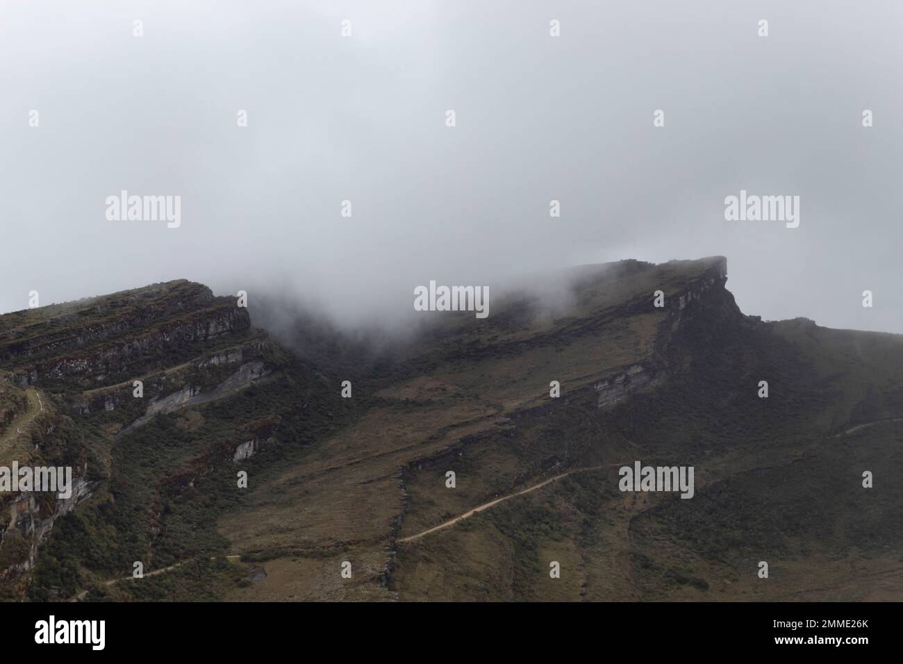 Beautifull colombian andean fog mountains with clouds Stock Photo
