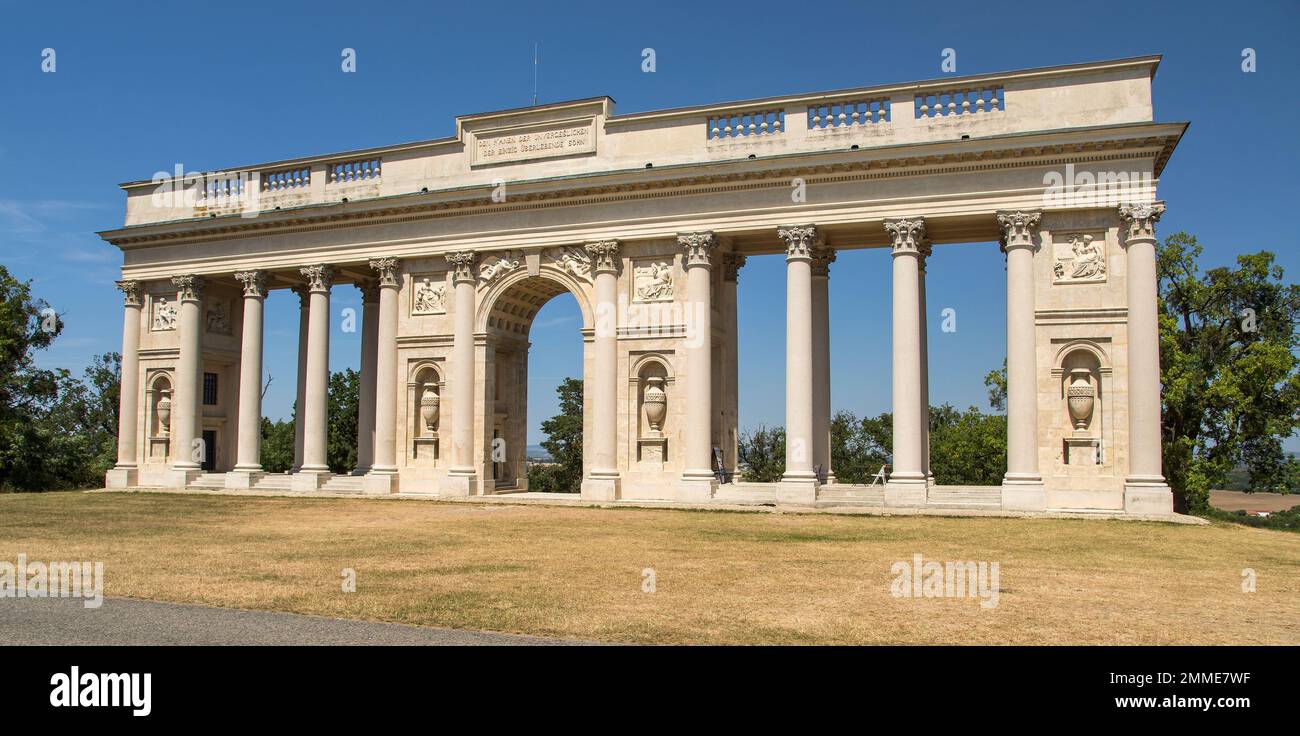 The colonnade on Rajstna is a romantic classicist gloriet near Valtice town, local name is Kolonada na Rajstne, Lednice and Valtice area, South Moravi Stock Photo
