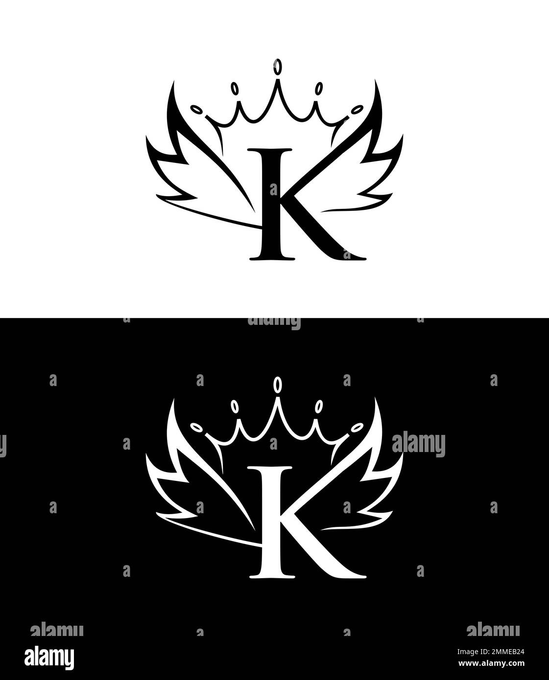 A vector Illustration of Wings and Crown Monogram Logo Initial Letter K Stock Vector
