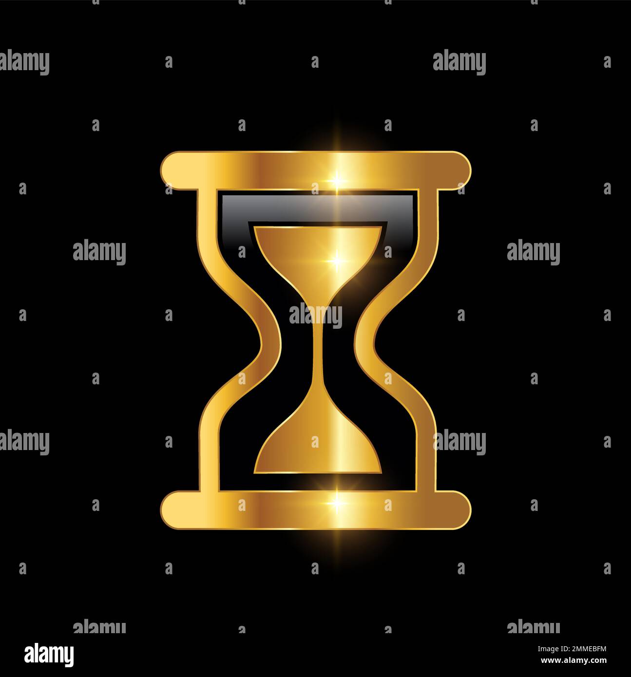 A vector Illustration of Golden Hourglass Sand Clock Logo in black
