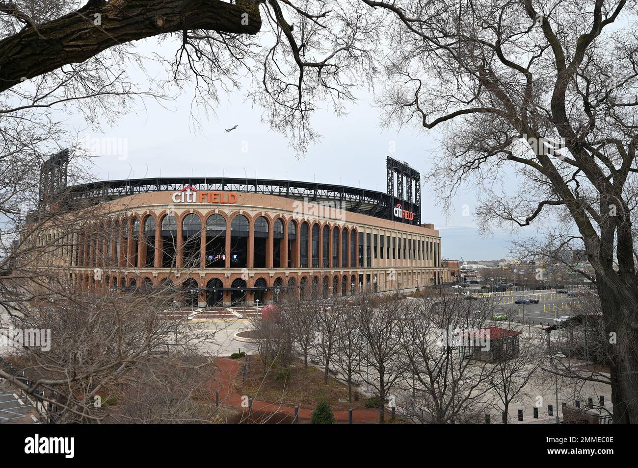 New York, USA. 29th Jan, 2023. View of Citi Field, home of the NY Mets, and adjacent field where owner Steve Cohen, who has teamed up with Hard Rock International, is building the proposed NYCFC soccer and potential casino, in the Queens borough of New York City, NY, January 29, 2023. Reports say that billionaires Steve Cohen, Stephen ross, Stefan Soloviev, John Catsimatidis and rapper Jay-Z are vying for licenses to build and operate casinos in New York City. (Photo by Anthony Behar/Sipa USA) Credit: Sipa USA/Alamy Live News Stock Photo