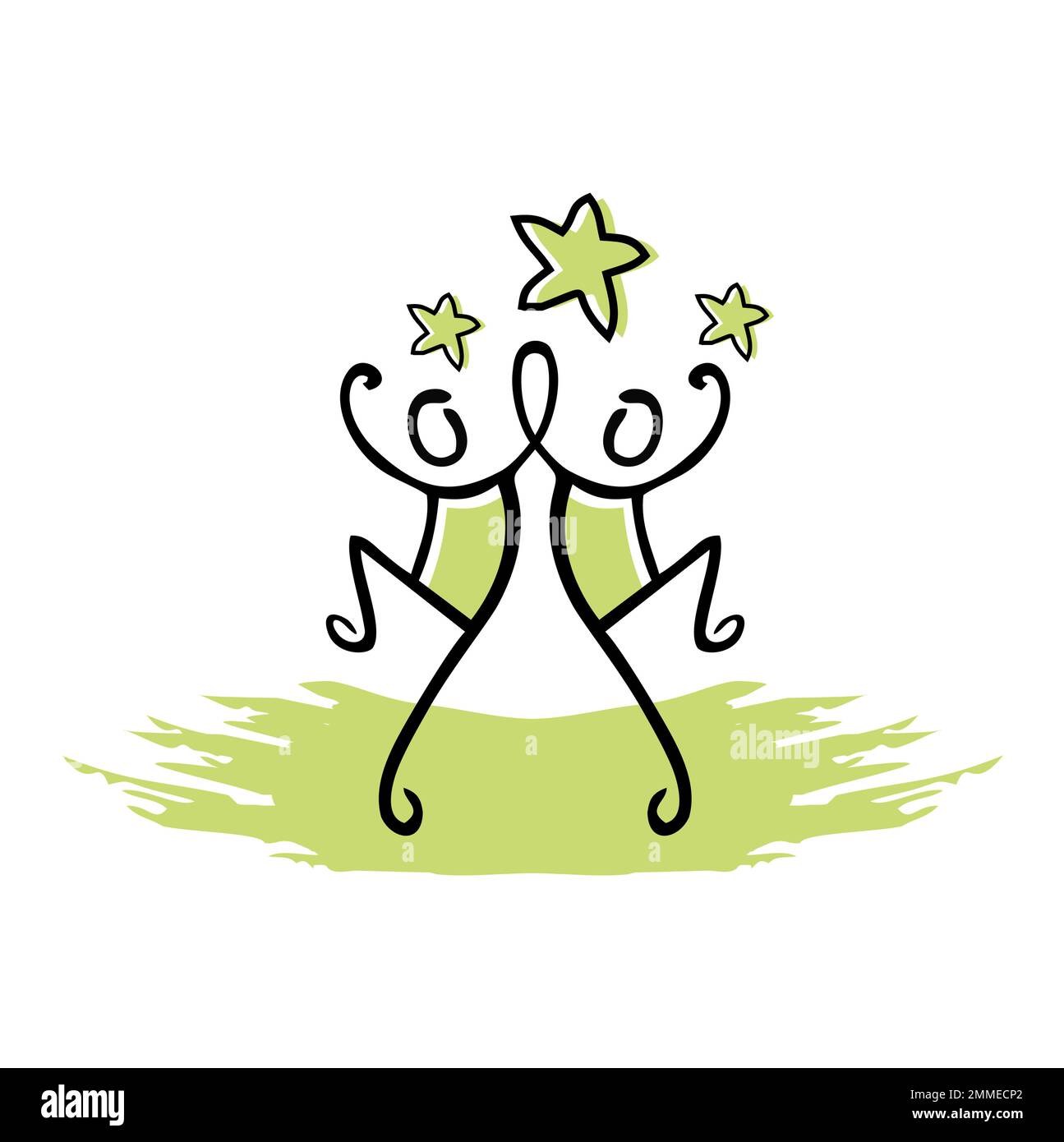 A vector Illustration of Stickman Stick Figure Reaching The Success