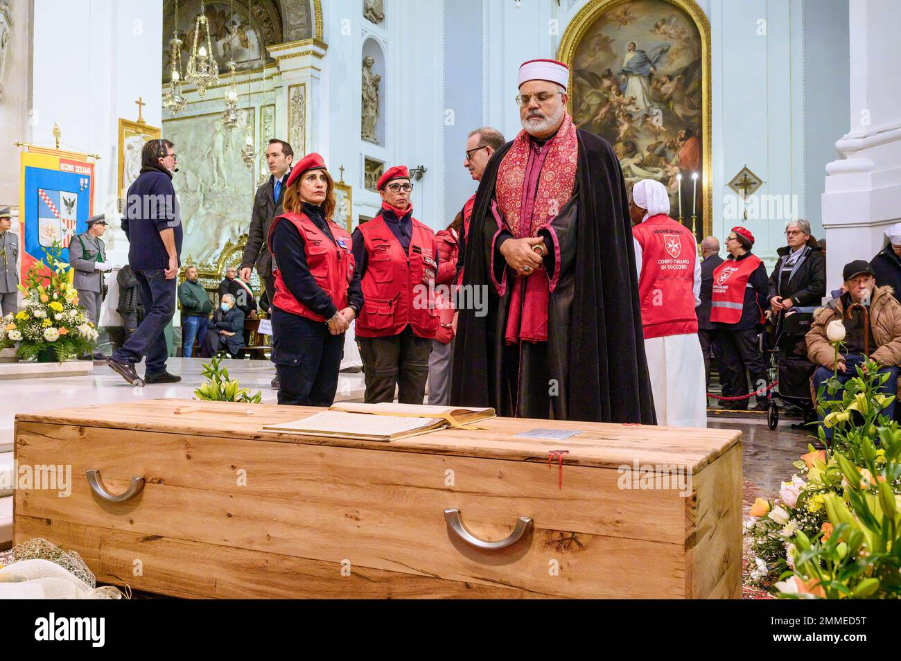 Palermo, Sicily, Italy. 17th Jan, 2023. Badri AlMadani (R), Imam of