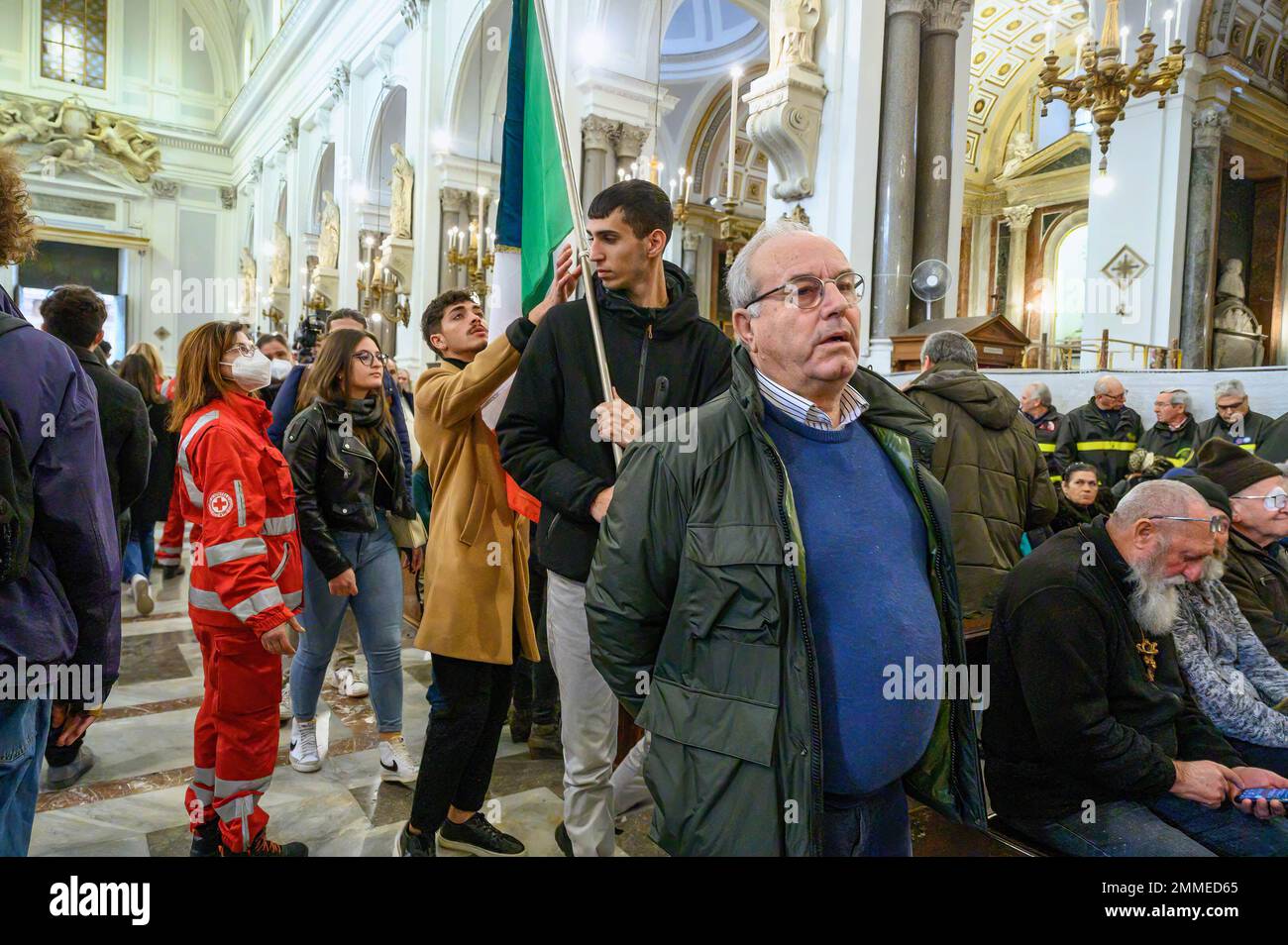Palermo, Sicily, Italy. 17th Jan, 2023. A boy seen helping a friend