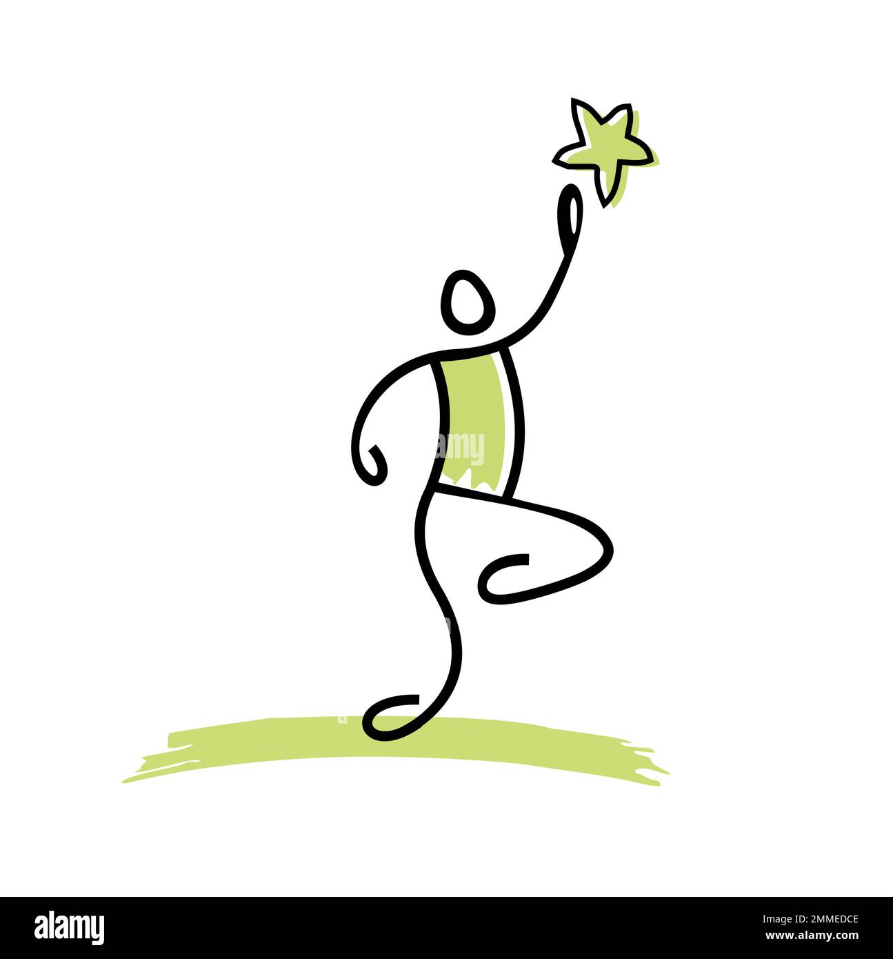 A vector Illustration of Stickman Stick Figure Reaching The Success