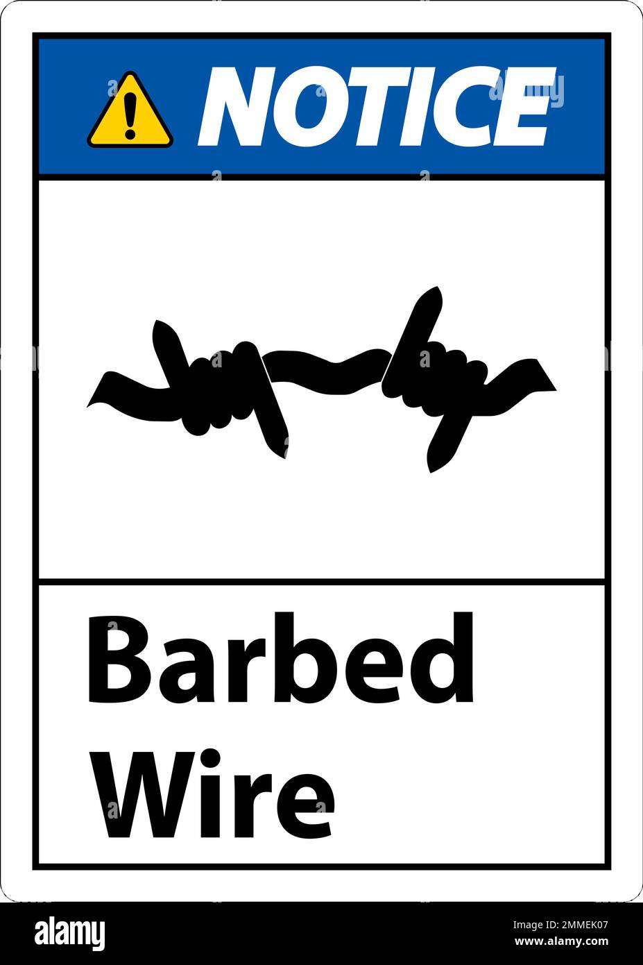 Notice Sign Barbed Wire On White Background Stock Vector